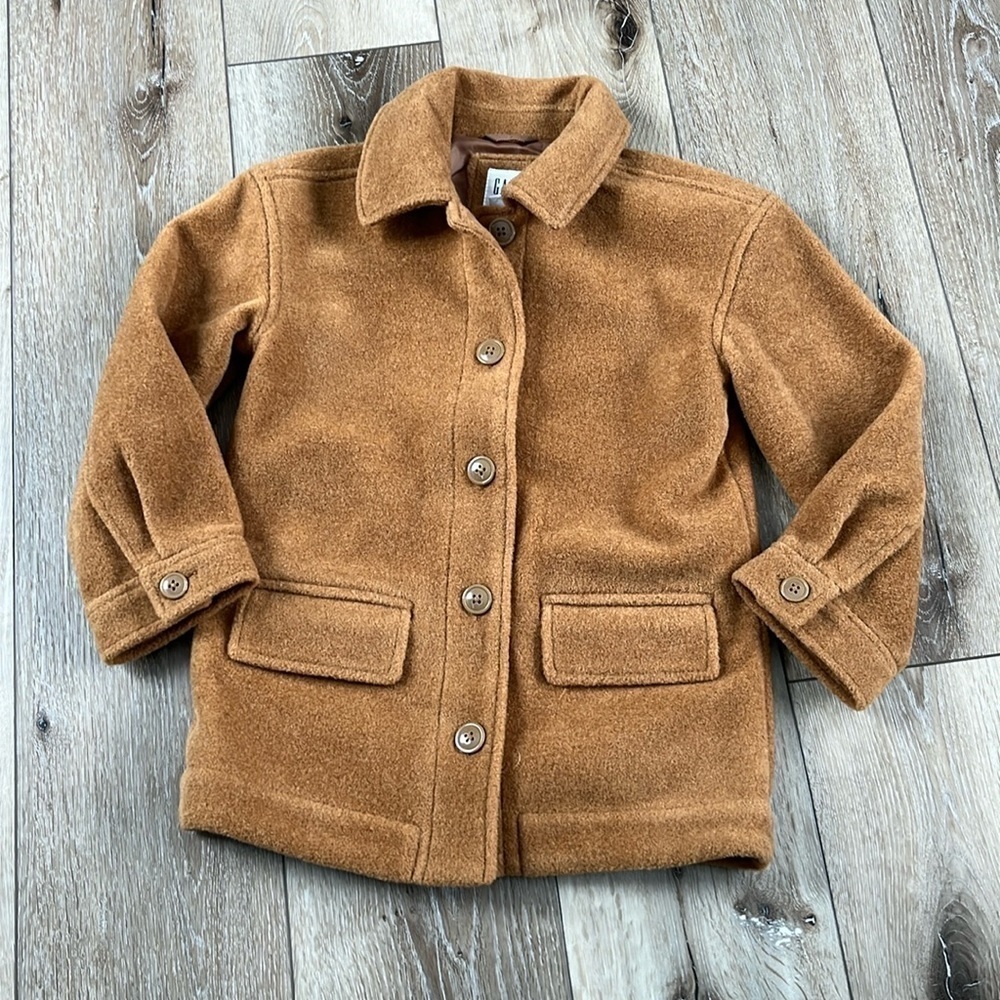Gap Kids Boucle Jacket Tan Brown Button Down Small